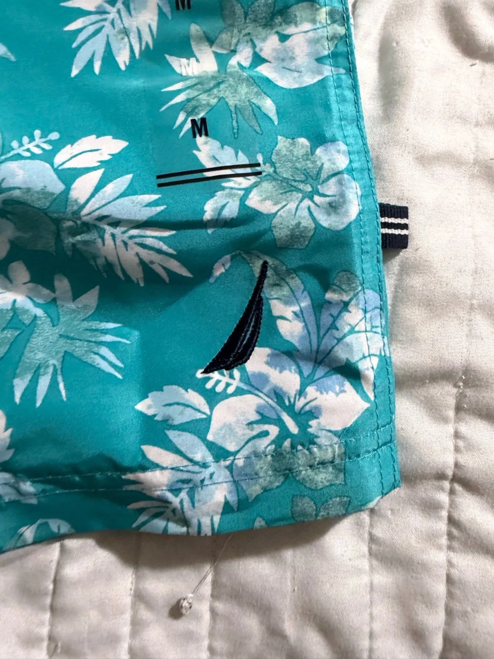 Nautica Teal Floral Swim Board Shorts